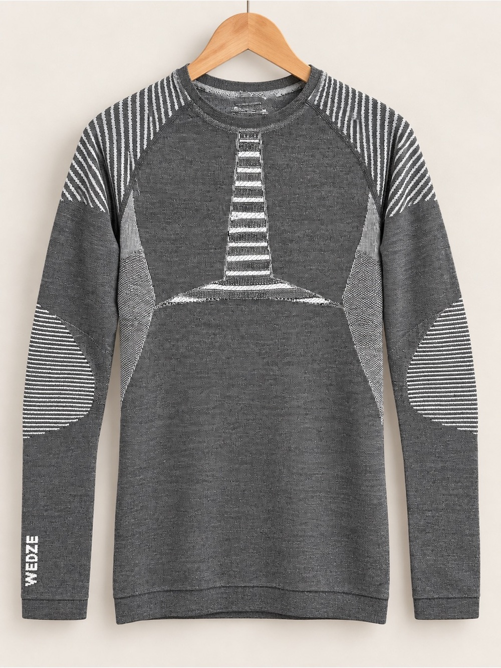 Wedze X-Warm Wool Gray Men’s Seamless Ski Base Layer Top Size XS/S